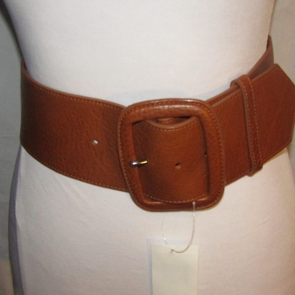 NICOLE MILLER Wide Brn Italian Pebble Leather Belt